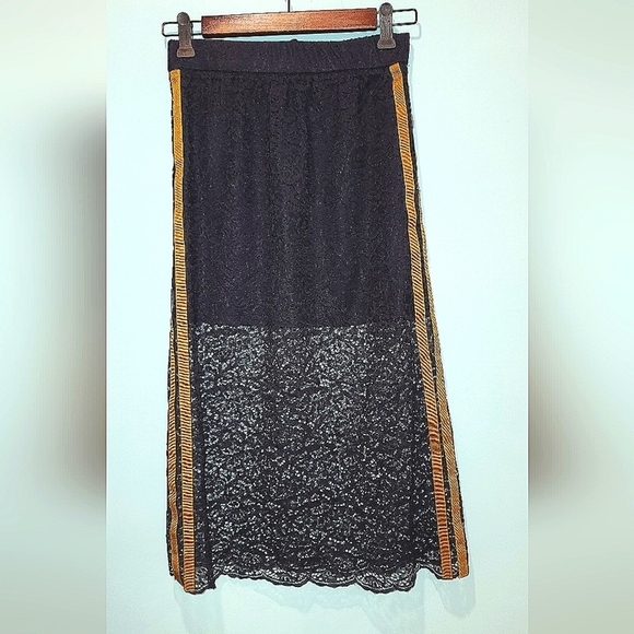 ZARA navy lace Sheer midi skirt XS - Picture 1 of 7